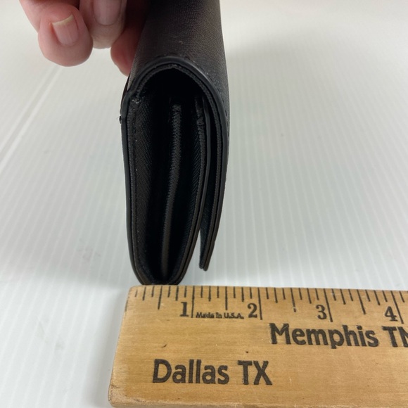 Michael Kors Black Saffiano Leather Flap Wallet Gold Logo - Picture 5 of 12